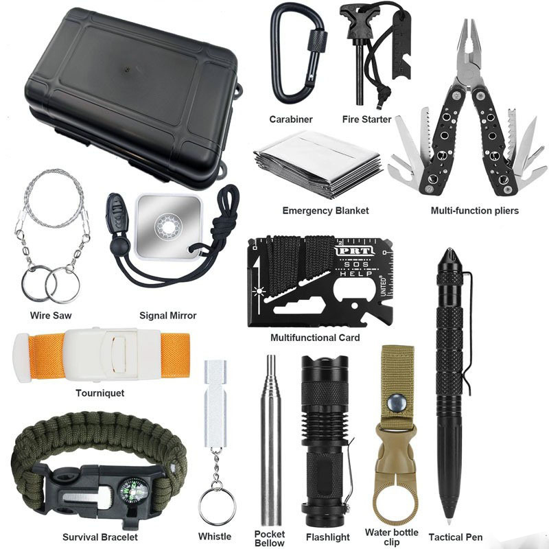 Outdoor Hunting Tools - ชุดอุปกรณ์ฉุกเฉินพกพาขนาดกะทัดรัด ทนทานต่อแรงกระแทก สำหรับการเอาชีวิตรอด ยี่ห้อ Hongrui เหมาะสำหรับตกปลา