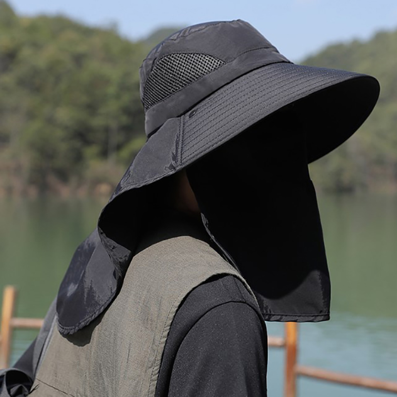 Mens Outdoor Hunting Hats - หมวกกันแดดฤดูร้อนแบบ unisex ป้องกันรังสียูวี พร้อมผ้าคลุมคอ สำหรับกิจกรรมกลางแจ้ง เช่น