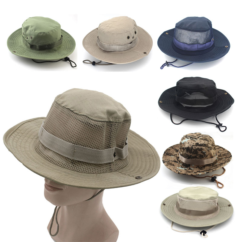 Mens Outdoor Hunting Hats - หมวกยุทธวิธีลายพรางหมวกบังแดดสำหรับผู้ชายและผู้หญิง, หมวกทรงถังใส่กีฬากลางแจ้งหมวกสำหรับตกปลาเดินป่าล่าสัตว์