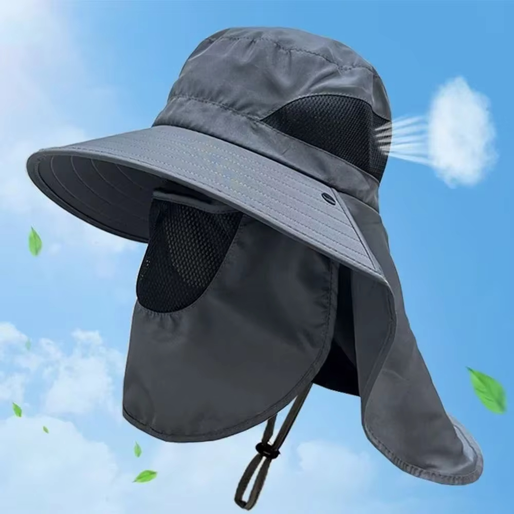 Hunting Outdoor Hats - หมวกกันแดดฤดูร้อน ป้องกันรังสียูวี สำหรับกิจกรรมกลางแจ้ง ล่าสัตว์ ตกปลา หมวกบักเก็ตพร้อมแผ่นปิดคอ