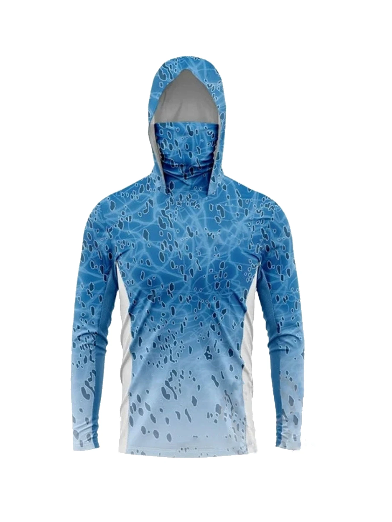 Hunting Outdoor Shirts - เสื้อฮู้ดดี้ตกปลาแขนยาวสำหรับผู้ชาย พร้อมหน้ากากป้องกันรังสียูวี เสื้อกันแดด เสื้อตกปลา เสื้อเจอร์ซีย์สำหรับล่าปลา UPF