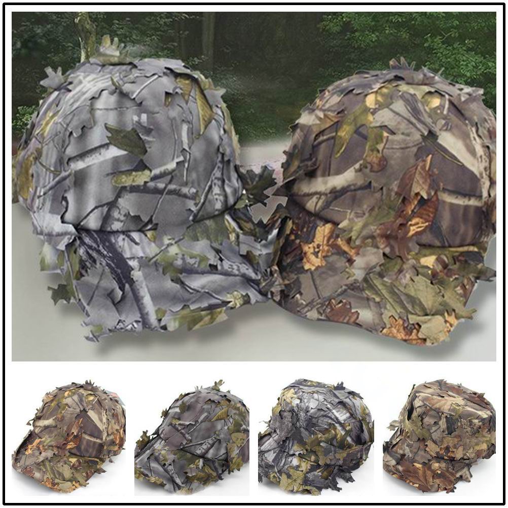 Hunting Outdoor Hats - Camouflage กลางแจ้งยุทธวิธีทหารหมวก3D Bionic Leaf Army Camo
