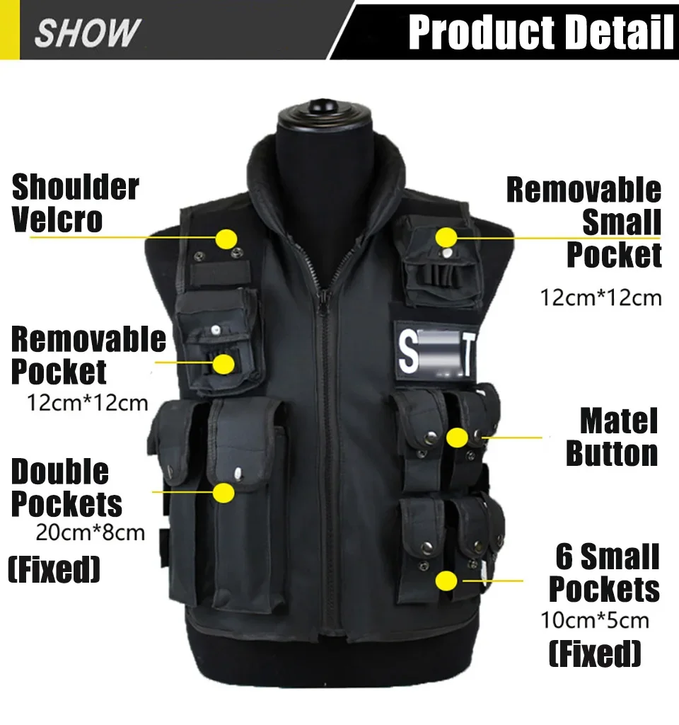 Hunting Outdoor Game - เสื้อกั๊กทหารรักษาความปลอดภัยแบบโมดูลาร์สำหรับฝึกกระเป๋าหลากหลายเสื้อเกราะยุทธวิธีกลางแจ้งเสื้อโค้ทเอวสำหรับเล่นเกมเพนท์บอล