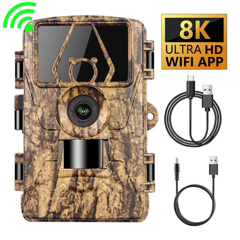 Outdoor Hunting Camera Wifi - กล้องติดตามกันน้ํา 8k Wifi Pr801w 60mp รองรับแอพดูสัตว์ป่ากลางแจ้งการล่าสัตว์