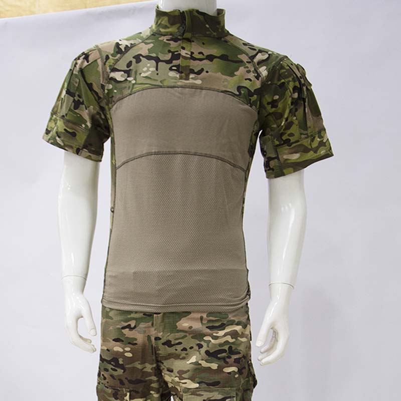 Hunting Outdoor Shirts - AUKU เสื้อยืดสำหรับล่าสัตว์ของผู้ชาย กางเกงขาสั้น เสื้อคอมแบทแบบซิป 1/4 เสื้อสำหรับกิจกรรมกลางแจ้ง