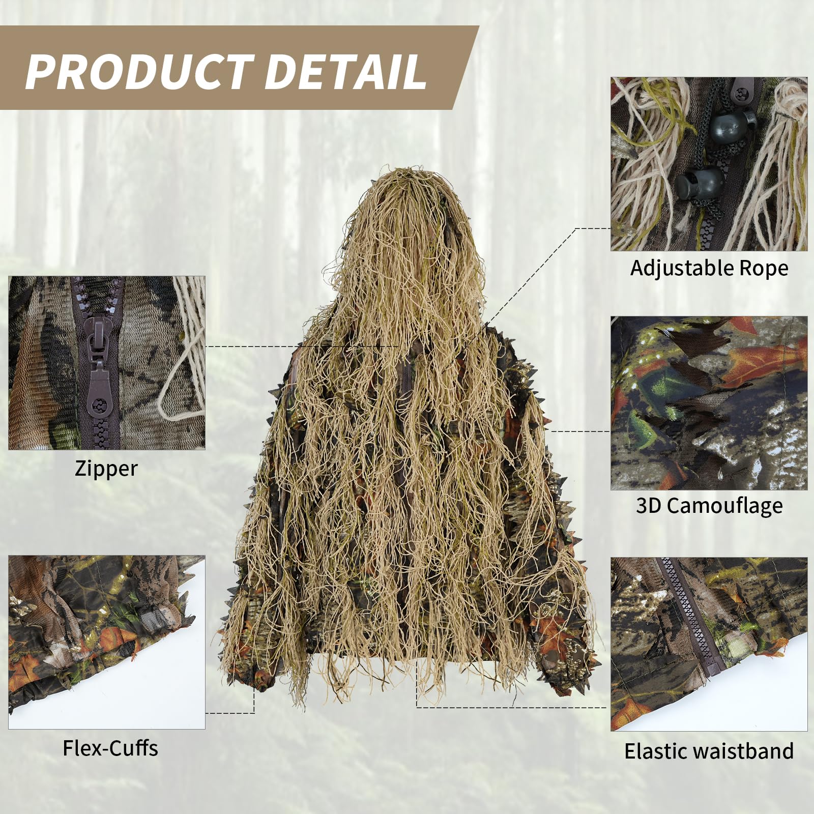 JOAXOR Ghillie สูท Gilly ชุดล่ - Ghillie Suit Woodland บทวิจารณ์และราคา