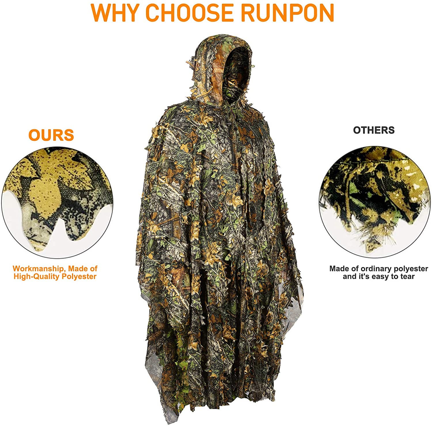 เสื้อปอนโชลายพรางพรางผีปอบลายใ - Ghillie Suit Woodland บทวิจารณ์และราคา