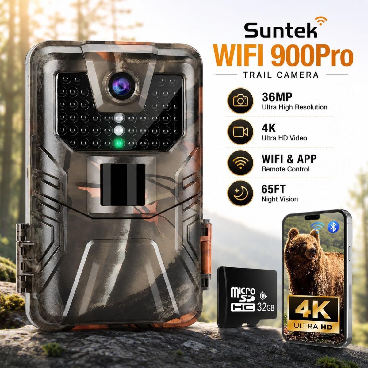 กล้องล่าสัตว์กลางแจ้ง 4K พร้อม - Outdoor Hunting Camera Wifi บทวิจารณ์และราคา